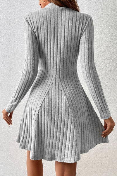 Mock Neck Long Sleeve Mini Dress |1mrk.com