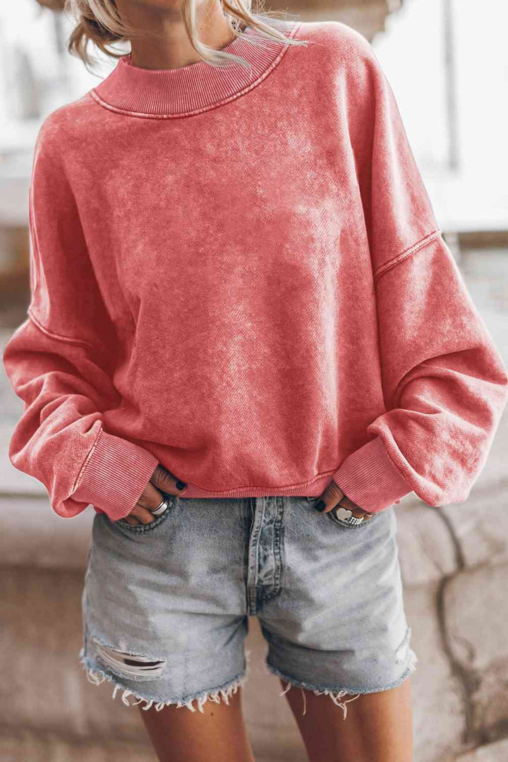 Round Neck Dropped Shoulder Sweatshirt |1mrk.com