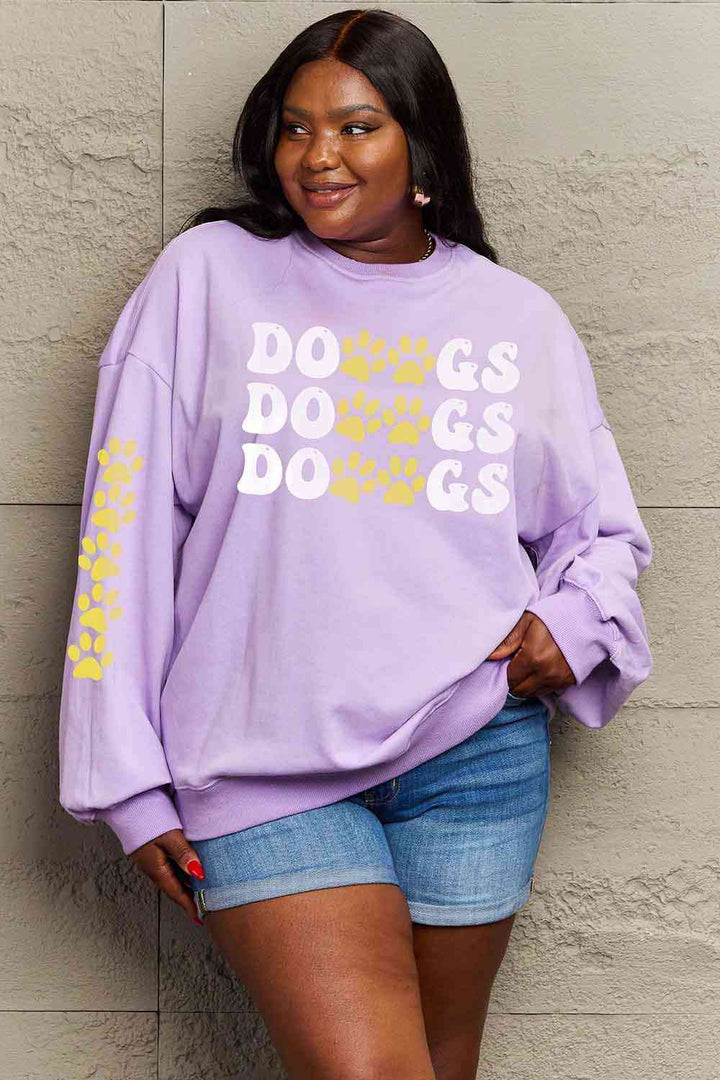 Simply Love Simply Love Full Size Round Neck Dropped Shoulder DOGS Graphic Sweatshirt |1mrk.com