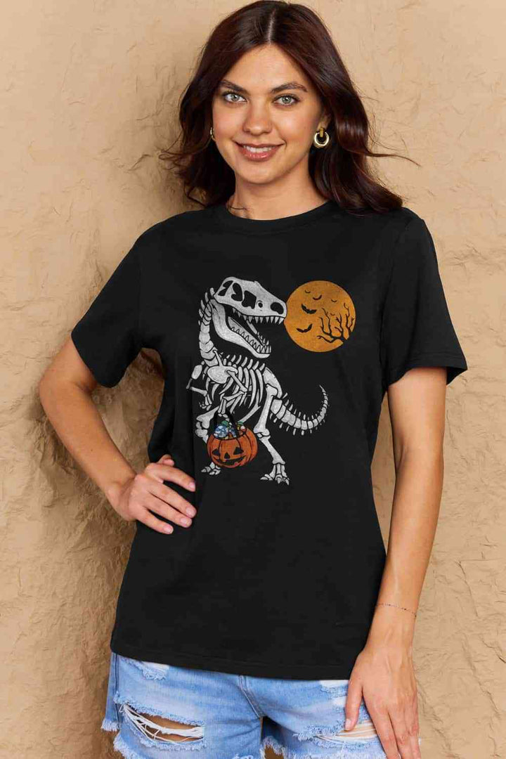 Simply Love Full Size Dinosaur Skeleton Graphic Cotton T-Shirt | 1mrk.com