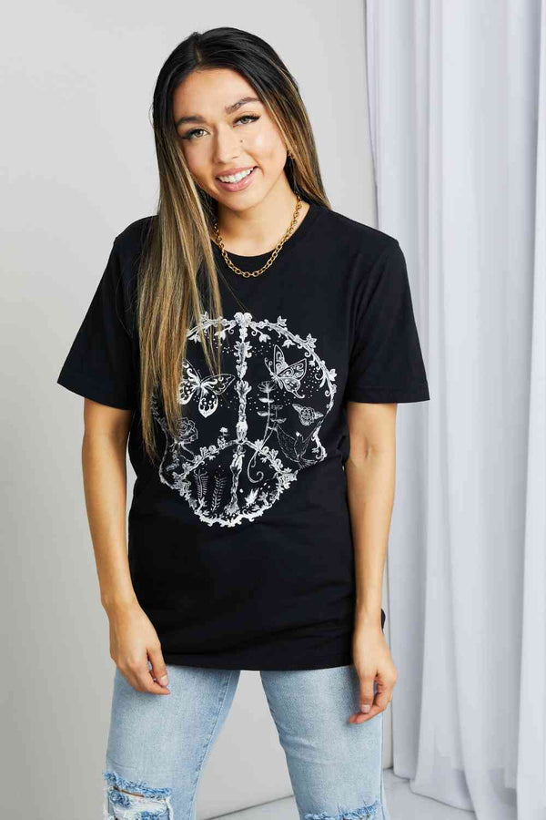 mineB Full Size Butterfly Graphic Tee Shirt | 1mrk.com