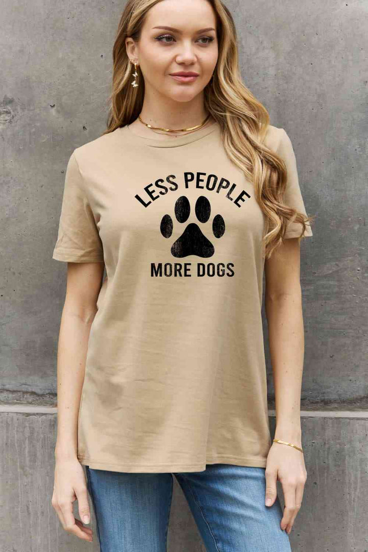 Simply Love Full Size LESS PEOPLE MORE DOGS Graphic Cotton Tee | 1mrk.com