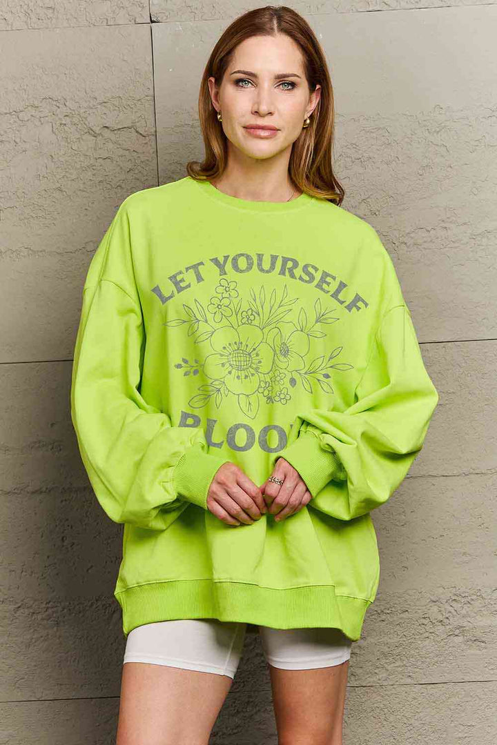 Simply Love Simply Love Full Size LET YOURSELF BLOOM Graphic Sweatshirt |1mrk.com