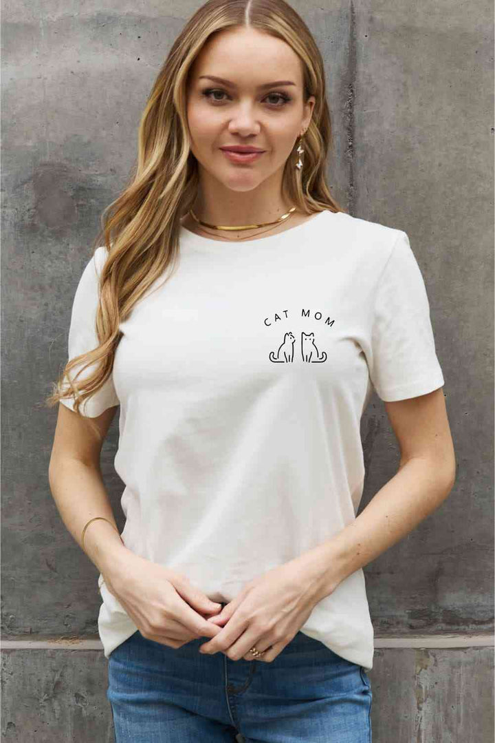 Simply Love Full Size CAT MOM Graphic Cotton Tee | 1mrk.com