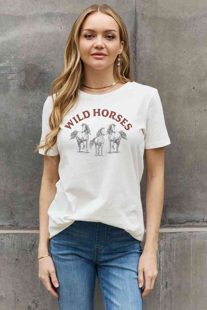 Simply Love WILD HORSES Graphic Cotton T-Shirt | 1mrk.com