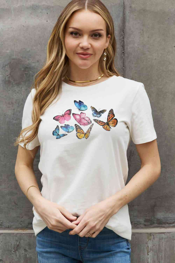 Simply Love Full Size Butterfly Graphic Cotton Tee | 1mrk.com