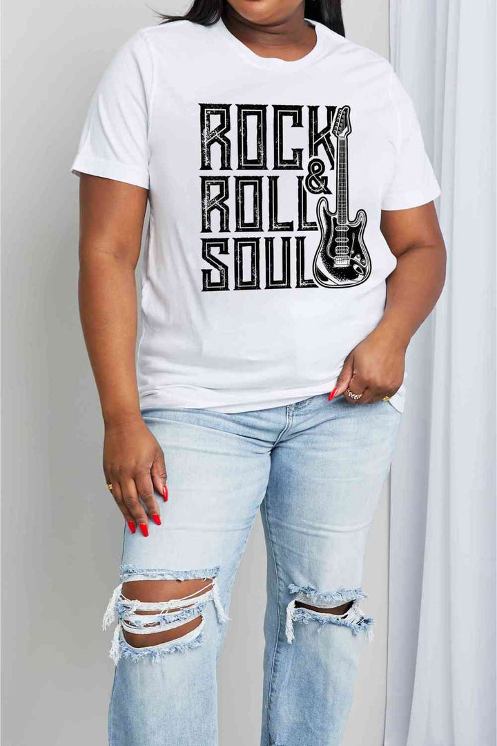 Simply Love Full Size ROCK & ROLL SOUL Graphic Cotton T-Shirt | 1mrk.com