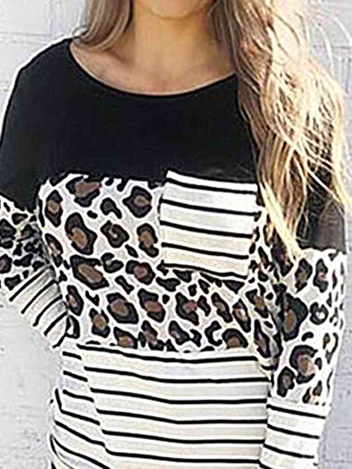 Leopard Striped Long Sleeve T-Shirt | 1mrk.com