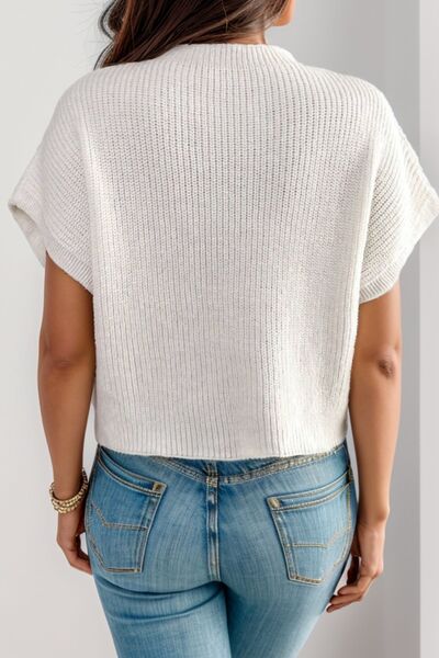 Flower Round Neck Short Sleeve Sweater | Trendsi