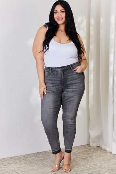 Judy Blue Full Size High Waist Tummy Control Release Hem Skinny Jeans |1mrk.com