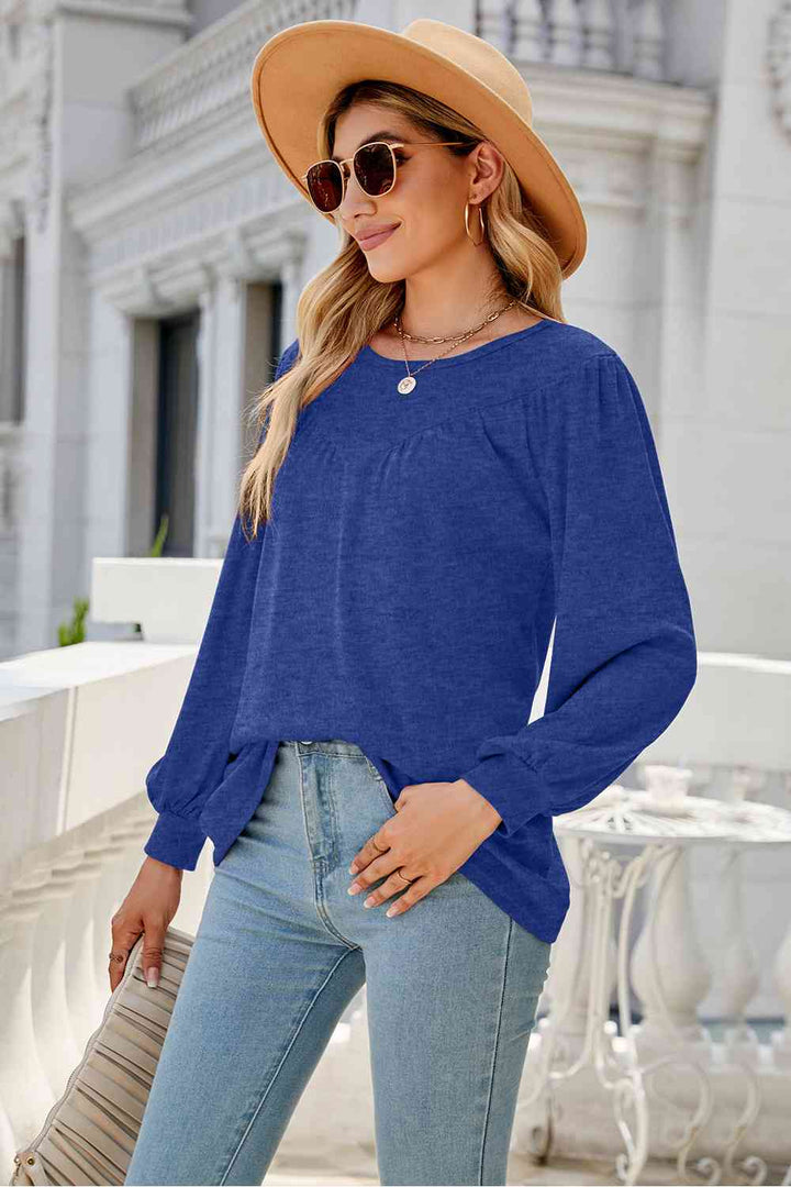 Round Neck Long Sleeve Top | 1mrk.com