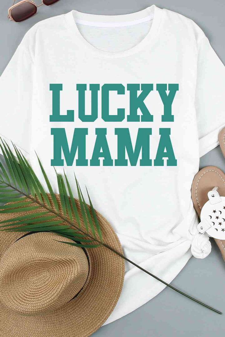 LUCKY MAMA Graphic Round Neck Tee | 1mrk.com