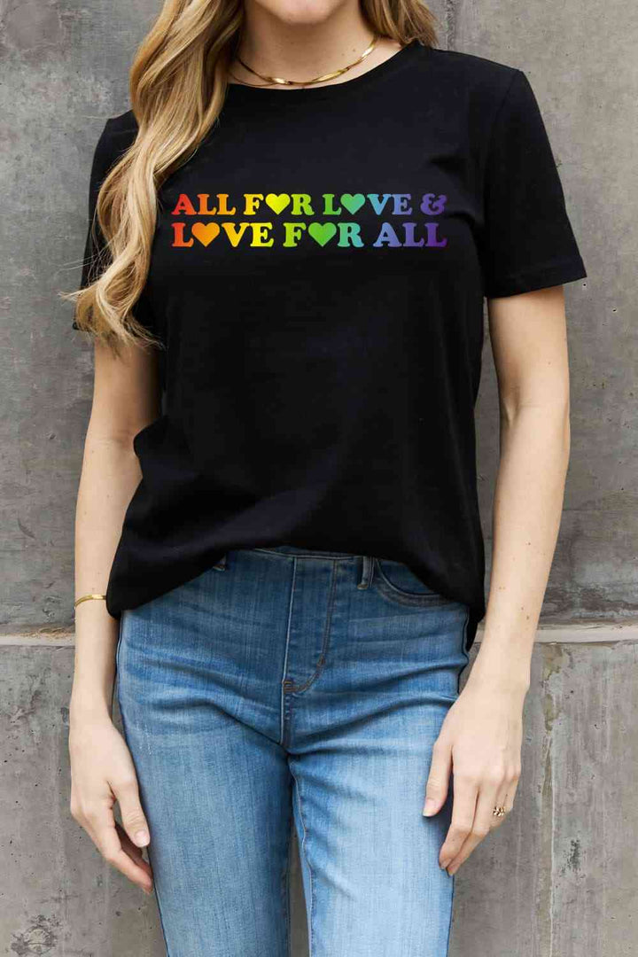 Simply Love Full Size ALL FOR LOVE & LOVE FOR ALL Graphic Cotton Tee | 1mrk.com