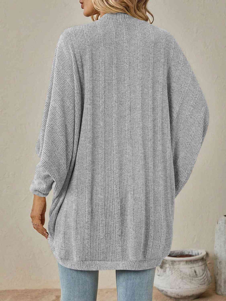 Open Front  Dropped Shoulder Cardigan |1mrk.com