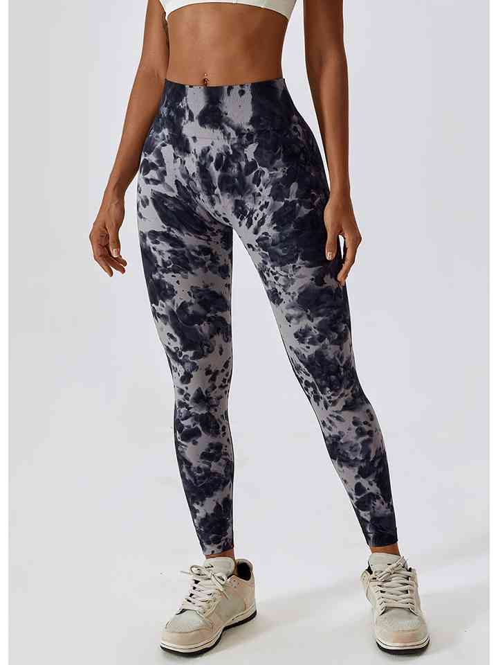 Tie Dye Wide Waistband Active Leggings |1mrk.com