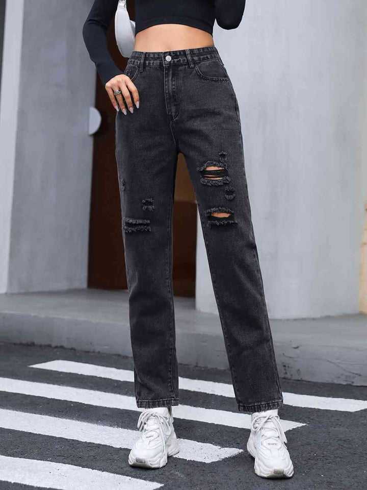 Distressed Straight Leg Jeans | 1mrk.com