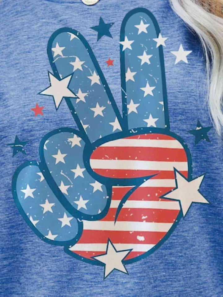 US Flag Peace Sign Hand Graphic Tee | 1mrk.com
