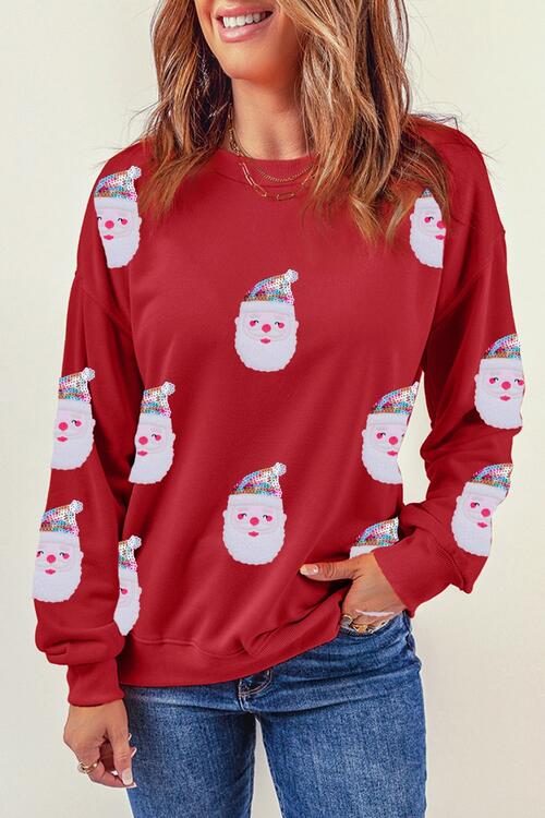 Sequin Santa Long Sleeve Sweatshirt |1mrk.com