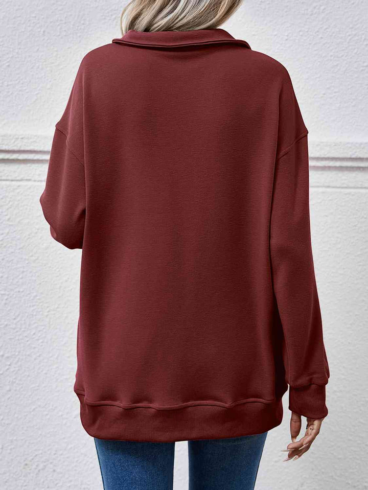 Collared Neck Dropped Shoulder Sweatshirt |1mrk.com