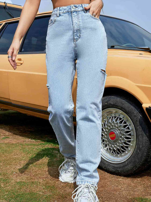 Distressed Straight Leg Jeans | 1mrk.com