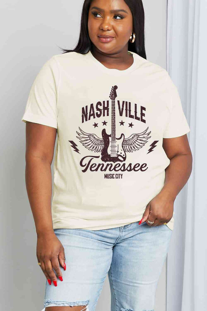 Simply Love Simply Love Full Size NASHVILLE TENNESSEE MUSIC CITY Graphic Cotton Tee | 1mrk.com