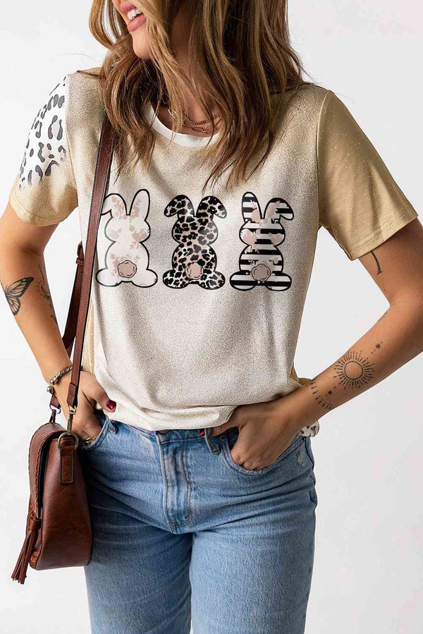 Easter Leopard Rabbit Graphic T-Shirt | 1mrk.com