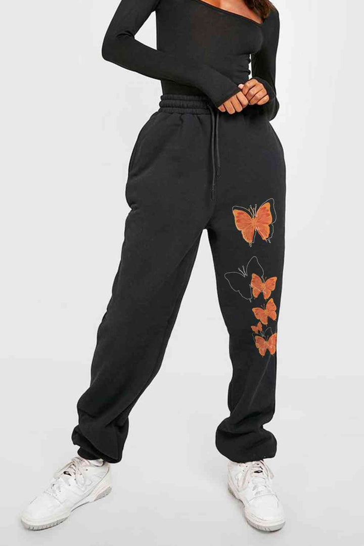 Simply Love Full Size Butterfly Graphic Sweatpants | 1mrk.com