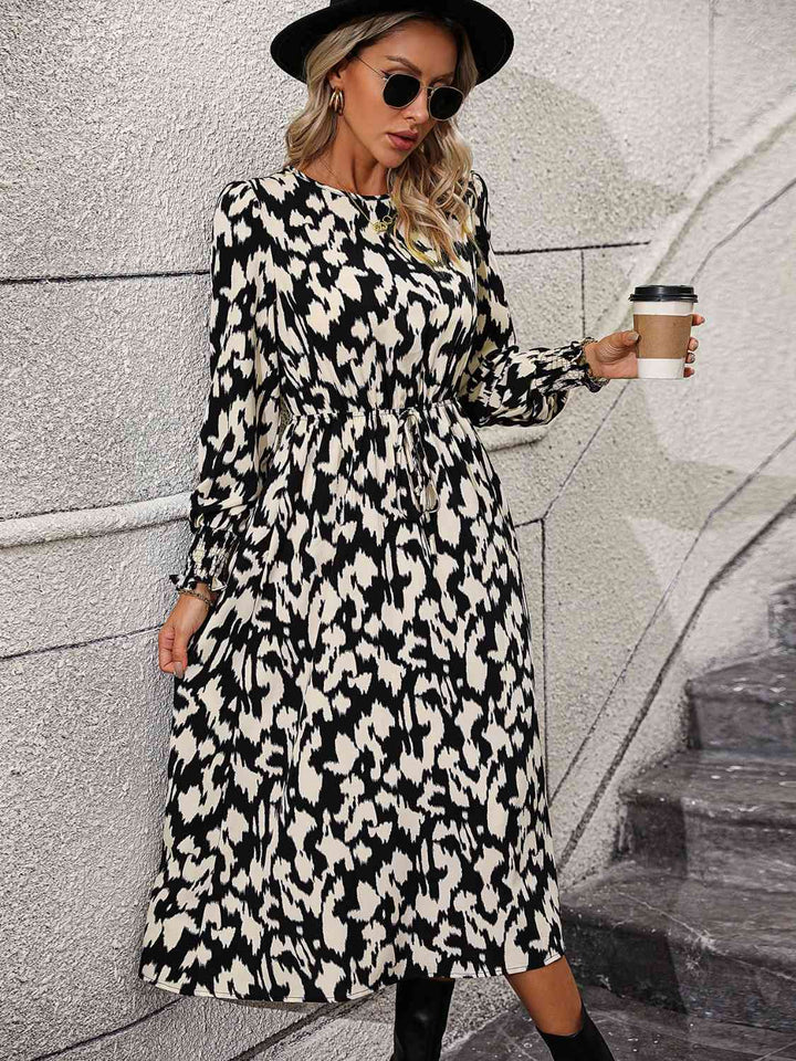 Leopard Long Sleeve Midi Dress |1mrk.com