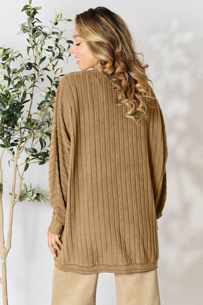 Basic Bae Full Size Ribbed Cocoon Cardigan |1mrk.com