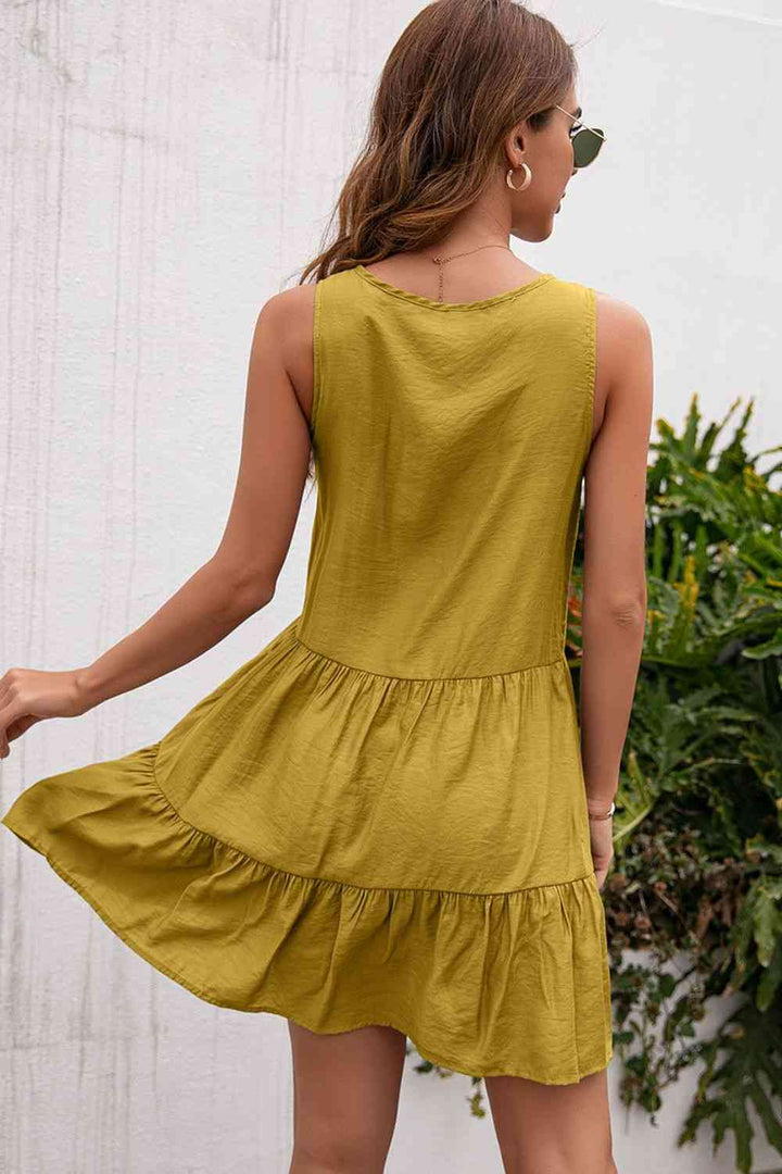 Tassel Tie Lace Trim Sleeveless Dress |1mrk.com