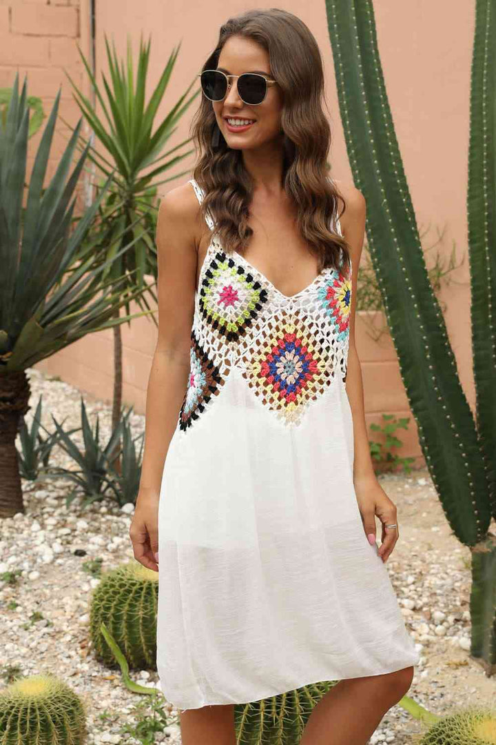 Openwork Sleeveless Embroidery Dress |1mrk.com