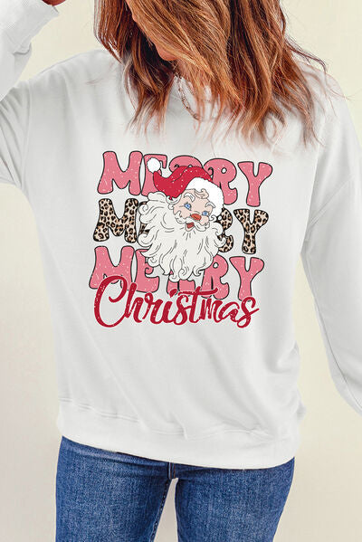 MERRY CHRISTMAS Round Neck Dropped Shoulder Sweatshirt | Trendsi