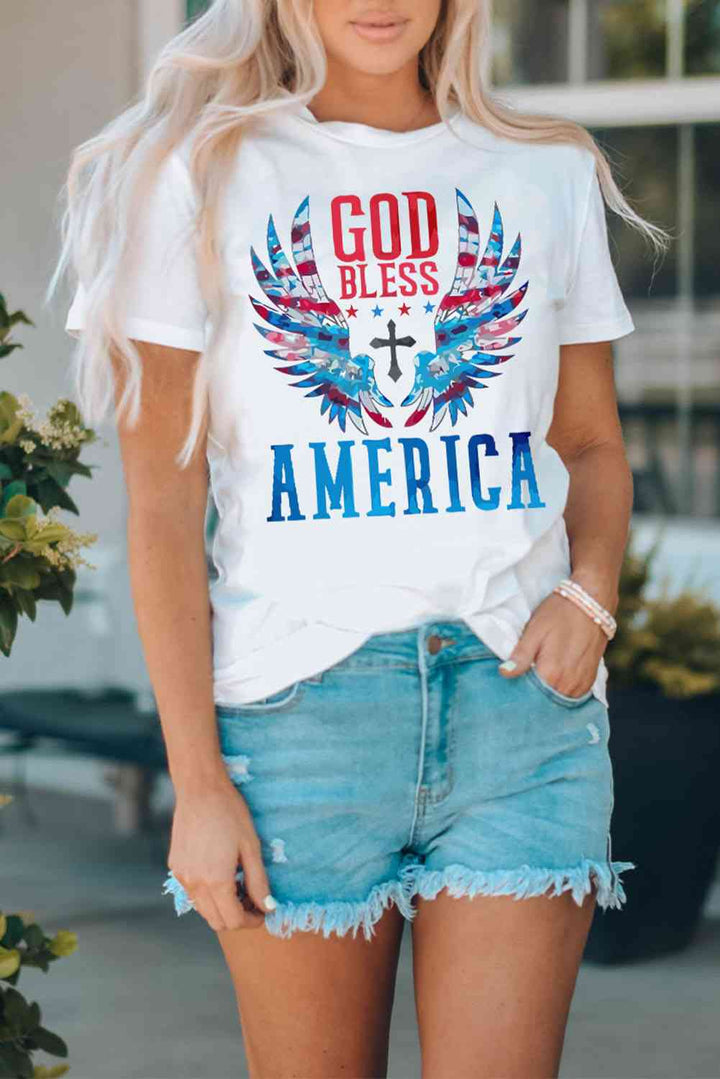 GOD BLESS AMERICA Cuffed Tee Shirt | 1mrk.com