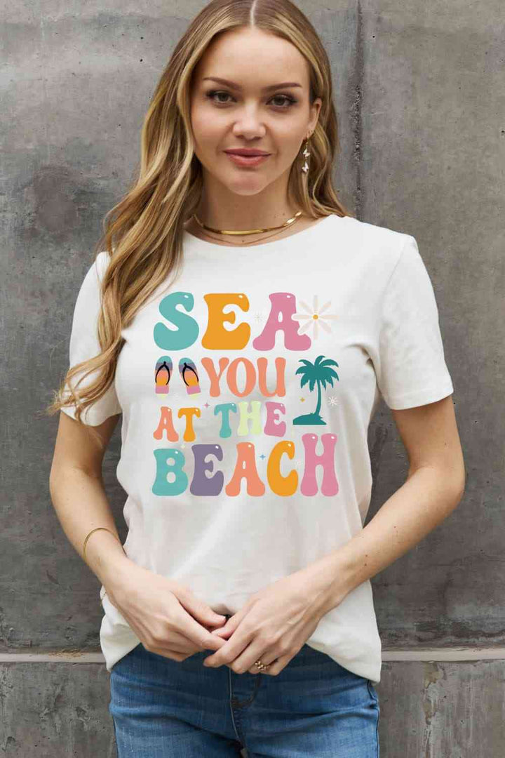 Simply Love Full Size SEA YOU  AT THE  BEACH Graphic Cotton Tee | 1mrk.com