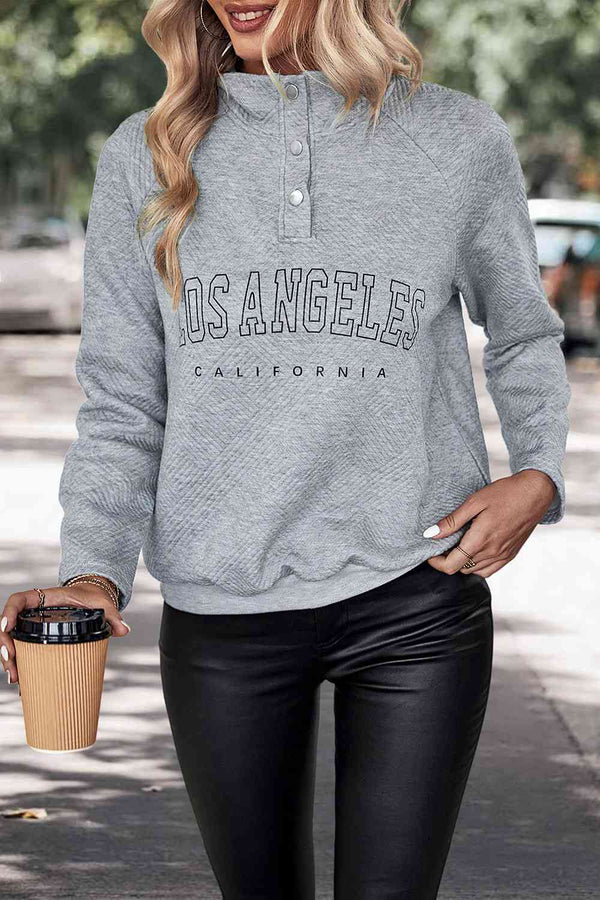 LOS ANGELES CALIFORNIA Graphic Quarter-Snap Sweatshirt |1mrk.com