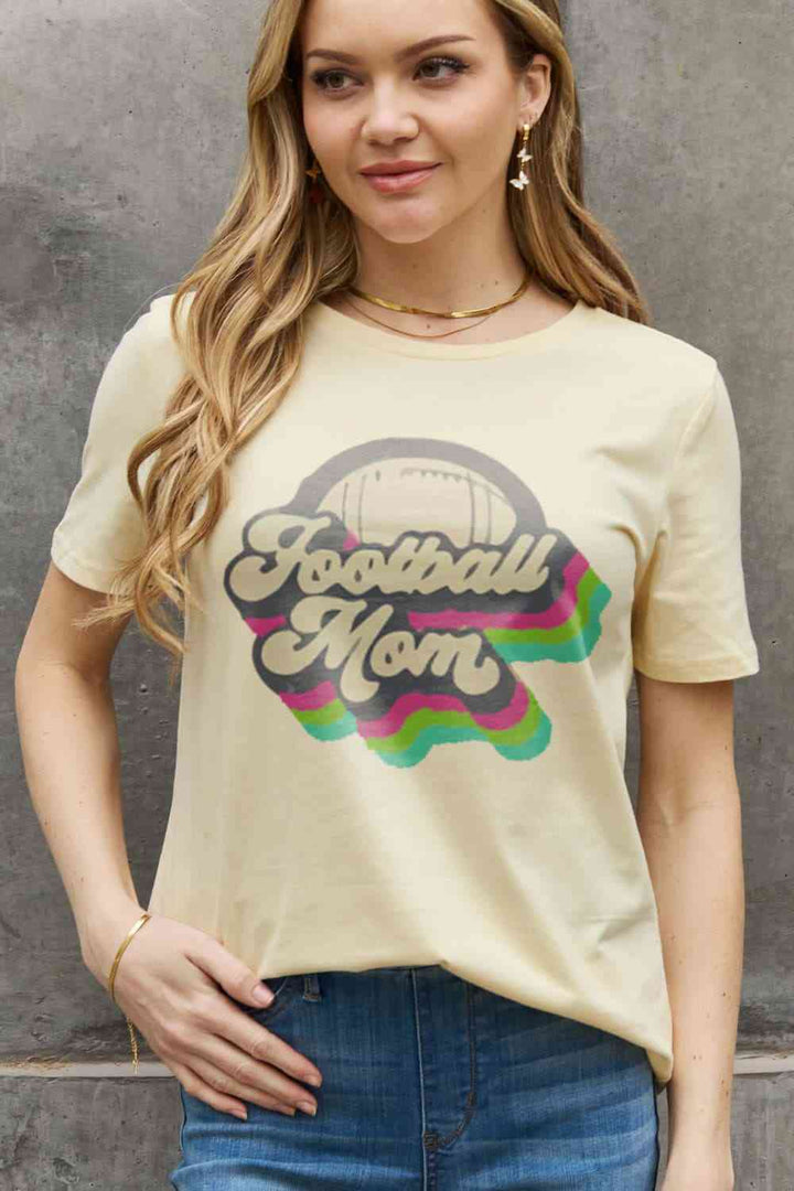 Simply Love Full Size FOOTBALL MOM Graphic Cotton Tee | 1mrk.com