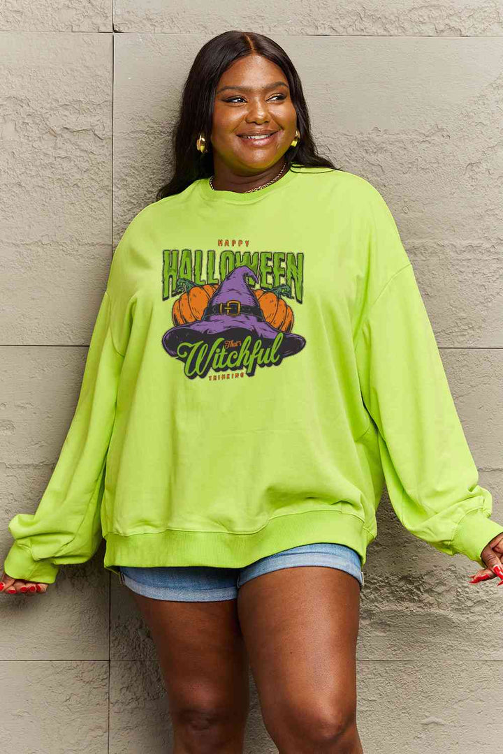 Simply Love Full Size Witch Hat Graphic Sweatshirt |1mrk.com