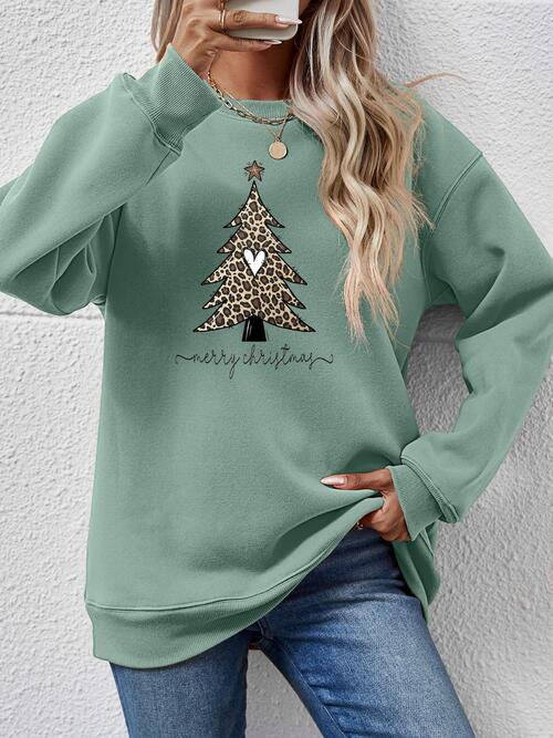 Christmas Tree Graphic Long Sleeve Sweatshirt |1mrk.com