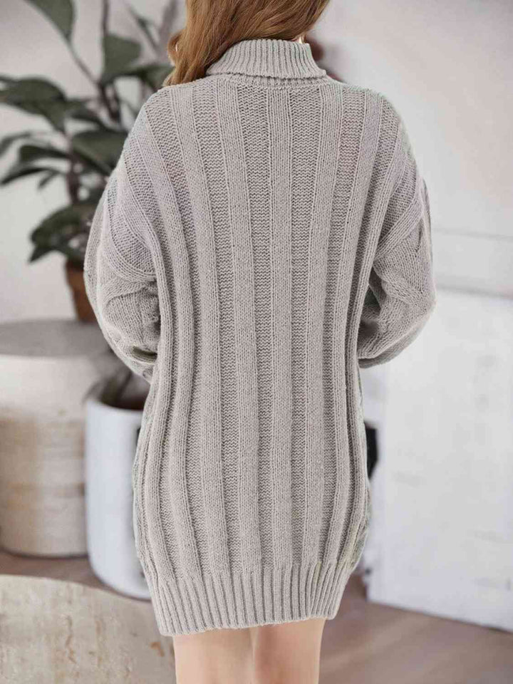 Cable-Knit Turtleneck Sweater Dress |1mrk.com