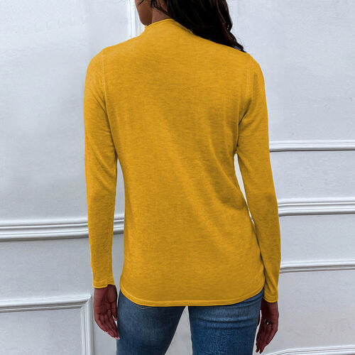 Drawstring Mock Neck Long Sleeve T-Shirt | 1mrk.com