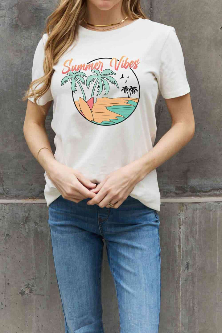 Simply Love Full Size SUMMER VIBES Graphic Cotton Tee | 1mrk.com