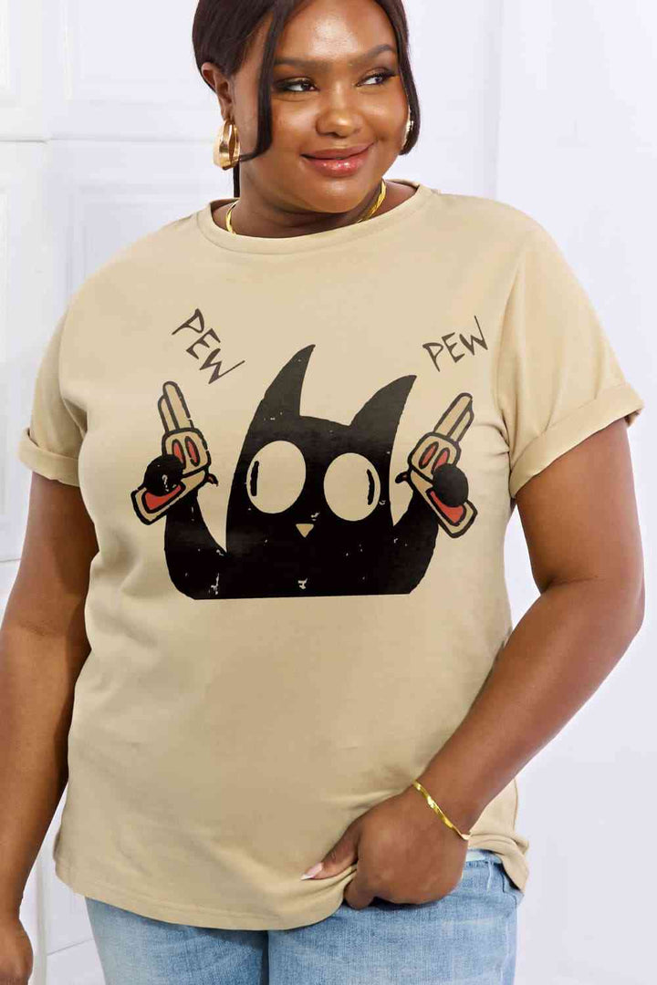 Simply Love Full Size PEW PEW Graphic Cotton Tee | 1mrk.com