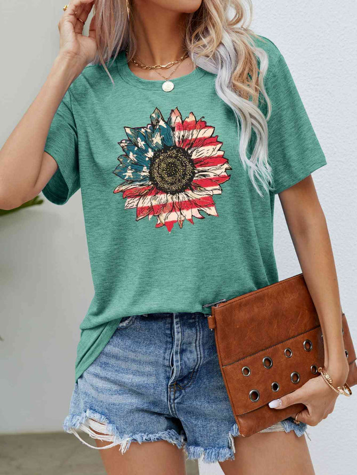 US Flag Flower Graphic Tee | 1mrk.com