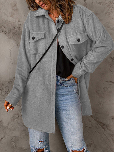 Drop Shoulder Button Down Collared Coat | 1mrk.com