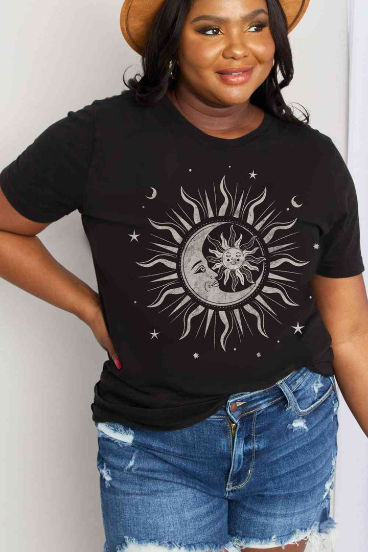 Simply Love Full Size Sun, Moon, and Star Graphic Cotton Tee | 1mrk.com