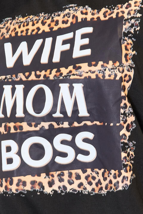 Simply Love WIFE MOM BOSS Leopard Graphic T-Shirt | 1mrk.com