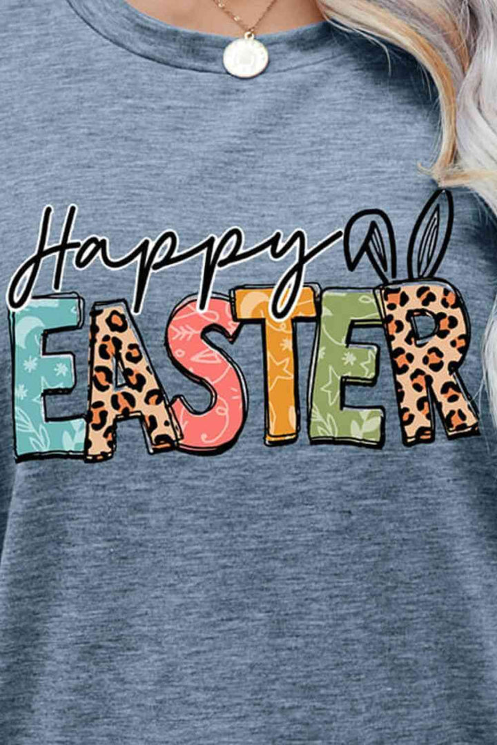 HAPPY EASTER Graphic Round Neck Tee Shirt | 1mrk.com