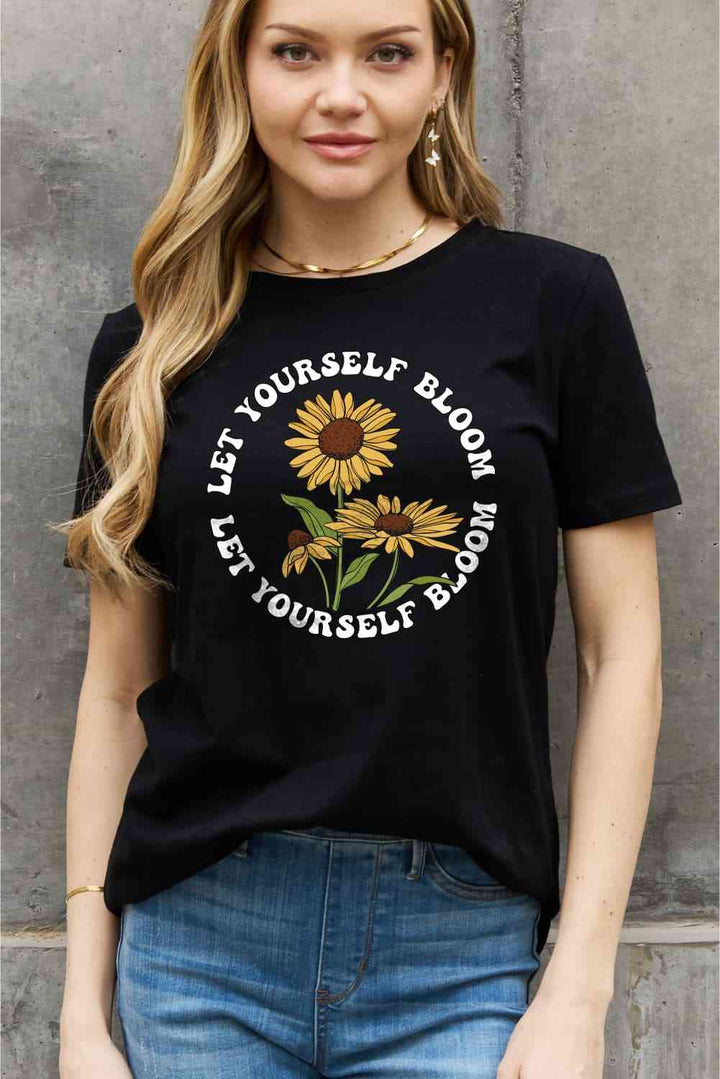 Simply Love Full Size LET YOURSELF BLOOM Graphic Cotton Tee | 1mrk.com