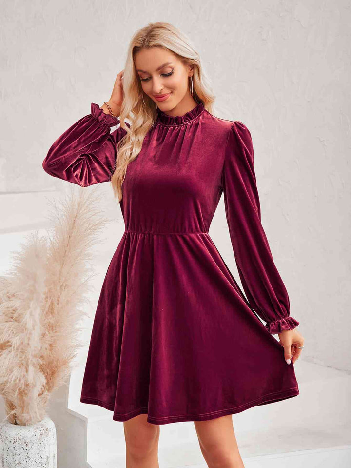 Long Flounce Sleeve A-Line Dress | 1mrk.com