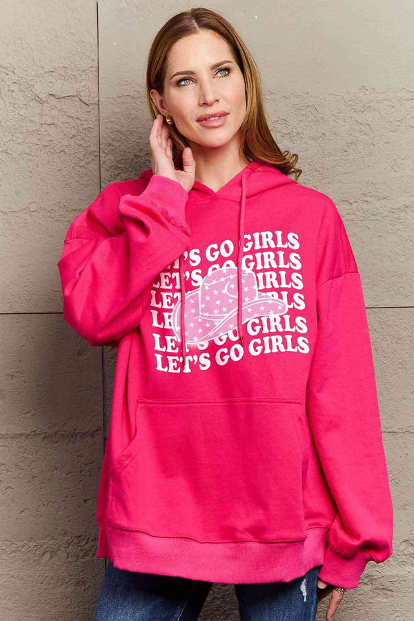 Simply Love Simply Love Full Size LET’S GO GIRLS Graphic Dropped Shoulder Hoodie | 1mrk.com